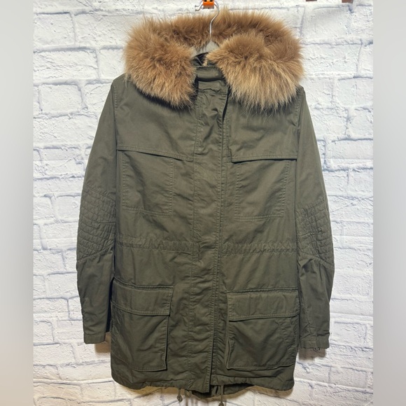 Vince Jackets & Blazers - $995.00 Vince Olive Jacket with Coyote Fur Trim Hood, Size XS